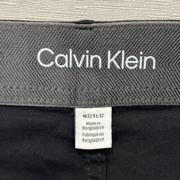 Calvin Klein Chino Pants Mens 32 x 32 Black Slim Fit Straight Flex Waist Cotton - Picture 10 of 13